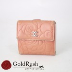 コンパクト2つ折り財布　CHANEL シャネル カメリア ラムスキン ピンク